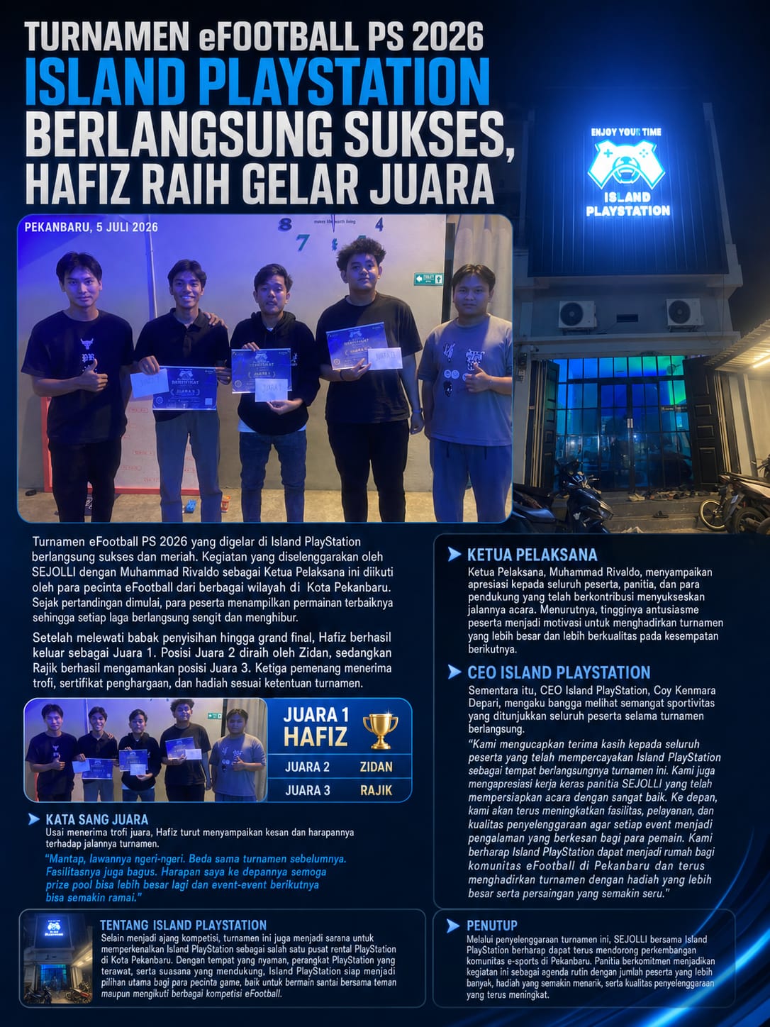 Turnamen eFootball PS 2026 Island PlayStation Berlangsung Sukses, Hafiz Raih Gelar Juara